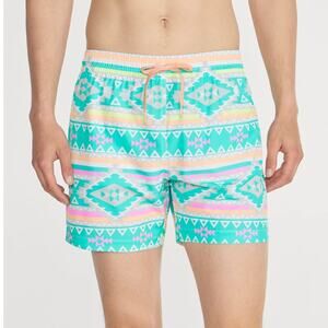 Chubbies Classic Swim Trunk The En Fuegos in Teal Geometric Men's SZ Large 5.5"
